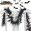 Гирлянды из черного эвкалипта 5,8 фута Искусственная гирлянда из эвкалипта Гирлянда на Хэллоуин Черные листья Искусственные вьющиеся лозы эвкалипта