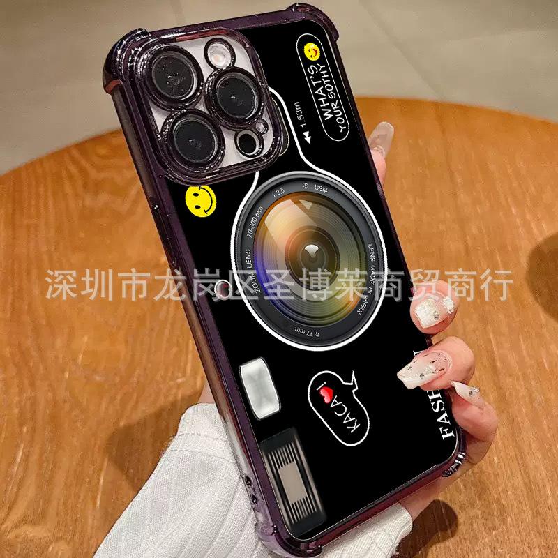 Ретро-чехол для телефона iPhone17, четыре угла с защитой от падения (подушка безопасности), защитная пленка для объектива 16promax, защитный чехол 15