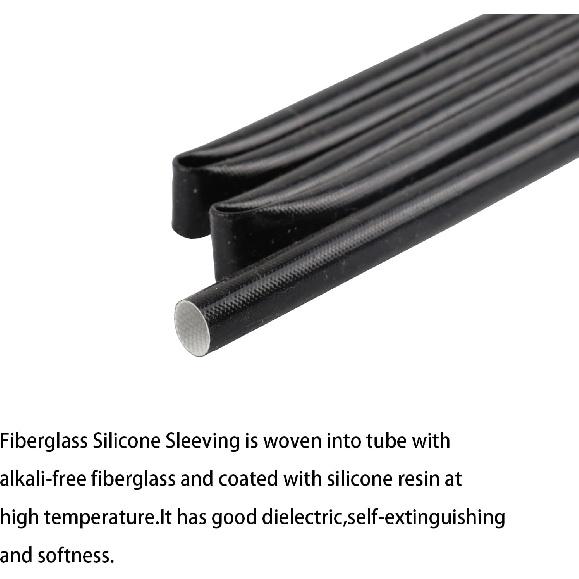 Silicone Fiberglass Sleeve Heat Shield Wire Protective High Temperature Electrical Insulation Self-extinguishing Black (3/16"- 9ft)
