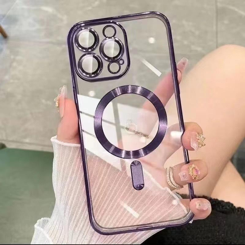 Применимо к iPhone 15 Гальванизированный CD-узор Тонкое отверстие Чехол для мобильного телефона Apple 14 с плёнкой для объектива Magsaf Магнитный защитный чехол