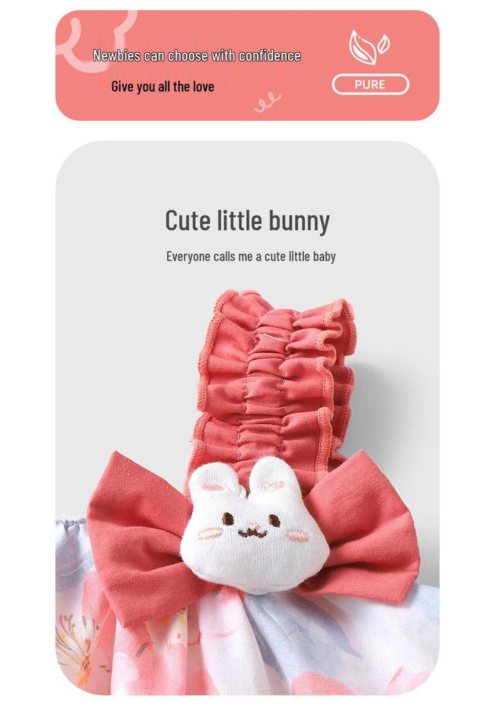 Youqi 2026 Summer Pink Floral Bunny Princess Dress for Babies - Play & Formal Wear