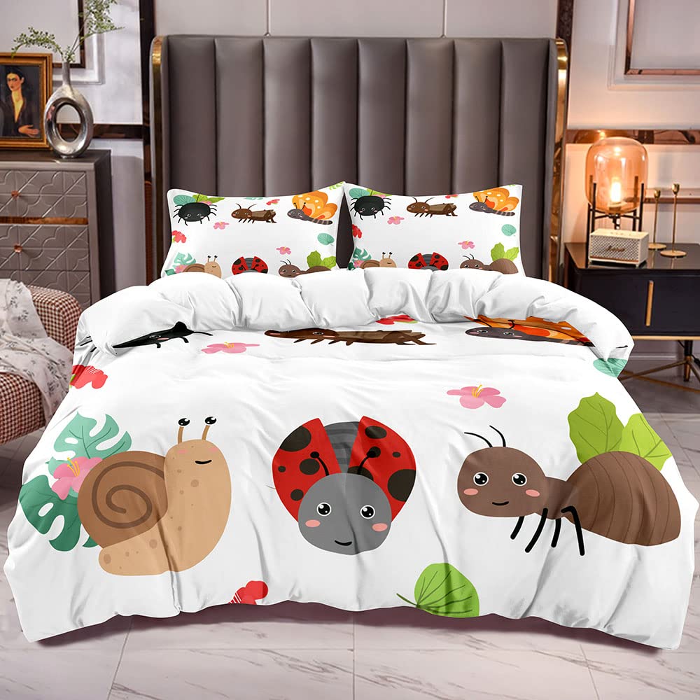 Cartoon Snail Duvet Cover King Queen Size Colorful Animals Bedding Set for Kids Teens Adults Wild Reptile Polyester Quilt Cover
