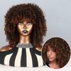 Афро-женский короткий коричневый парик, синтетические волокна, вьющиеся волосы, парики для женщин, пушистая прическа с эффектом омбре, вечерние, обычный вьющийся парик
