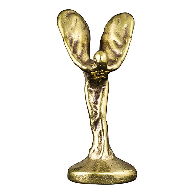 Медные трофеи ручной работы, статуэтки, украшения, винтажная бронзовая статуэтка маленького золотого человека, офисный компьютер, настольное украшение, домашний декор
