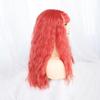 Bybrana Женский красный большой волнистый длинный парик с челкой для повседневной носки из синтетических волос