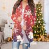 Women's Fashion Casual Christmas  Print Medium Length Cardigan Jacket Coat