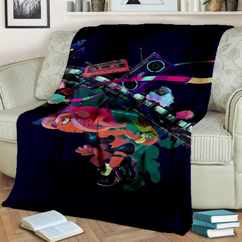 3D Games Splatoon,PC Gamer Cartoon Blanket,Soft Throw Blanket for Home Bedroom Bed Sofa Picnic Travel Office Cover Blanket Kids