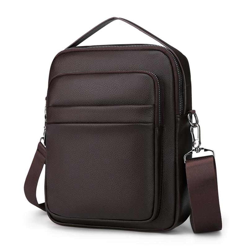 Business Style Multi-functional Men's Bag PU Leather Male Messenger Crossbody Bag Vintage Design Men's Waist Packs Shoulder Bag