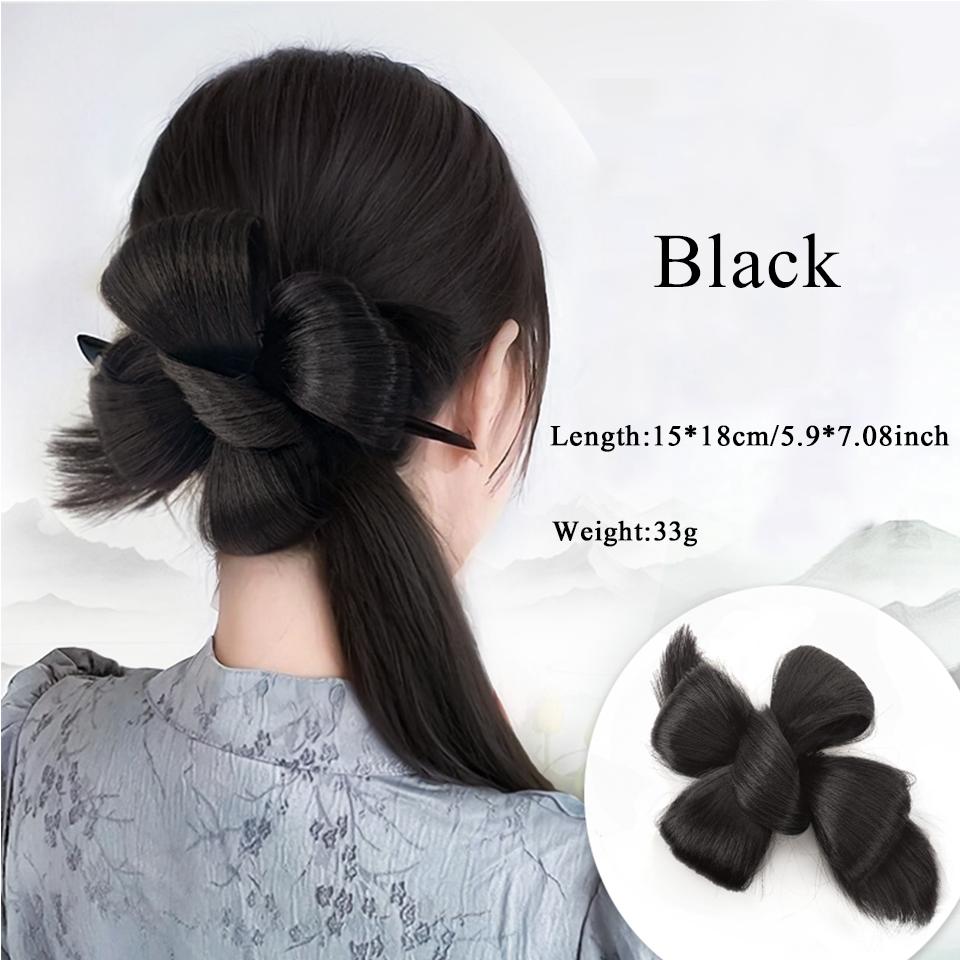 Synthetic Maruki Head Wig Circle New Chinese Style Bride's Curled Hair Bun Clip In the Hair and Ponytail Ancient Style Wig Bag