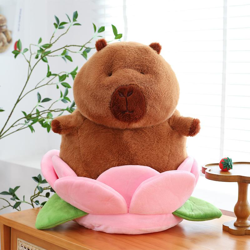 New Lotus Eggplant Hat Backpack Capybara Doll Ugly Cute Kapibara Dolphin Boy Plush Toy Grab Machine