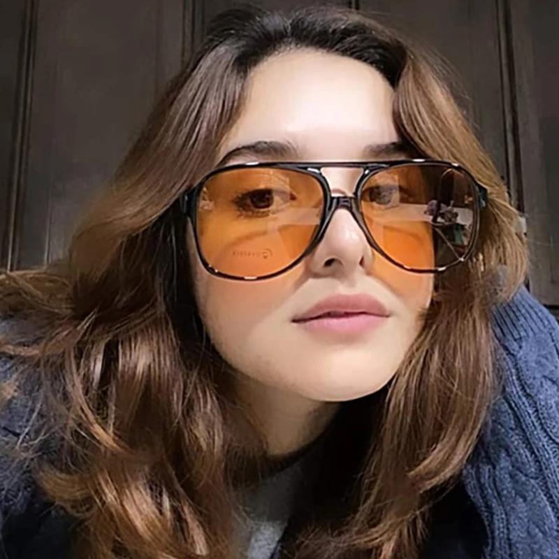 Classic Retro Vintage Aviation Pilot Sunglasses Women Men Big Large Oversized Frame Luxury Designer Shades 70s Sun Glasses
