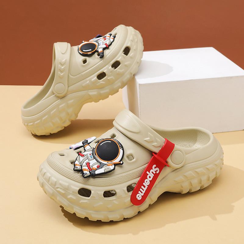 Удобные и стильные детские ЭВА туфли с отверстиями, дышащие, нескользящие пляжные сандалии для мальчиков