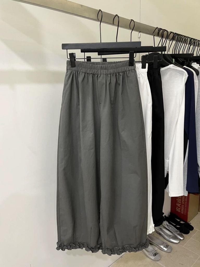 Lace Elastic Waist High-Waisted Wide-Leg Lantern Pants