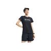 Футболка с коротким рукавом для женщин с принтом логотипа серии Li Ning Fitness, черные ATSR290-2