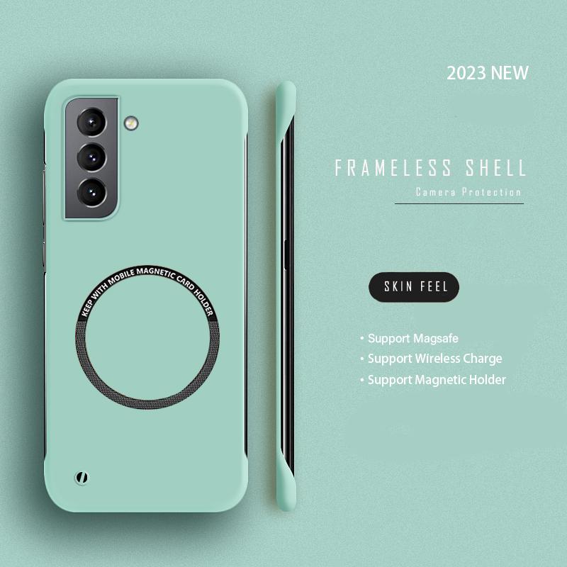 Hard PC Frameless Magnetic Phone Case For Samsung Galaxy S23 S22 S21 S20 FE Plus NOTE 20 S24 Ultra Magsafe Matte Thin Cover