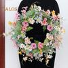 Цветы Весенний венок Гирлянда на входную дверь Искусственные цветы Дверной венок для дома Весенняя вечеринка Фермерский дом Свадебное украшение