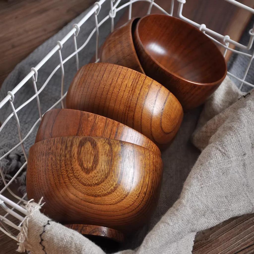 Wooden Bowls Jujube Wood Children Baby Adults Small Soup Bowls Solid Wood Salad Bowls Retro Household Tableware
