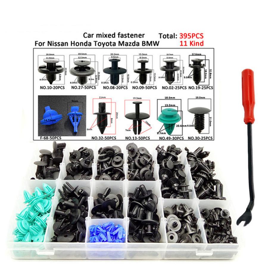 6-10Mm For All Cars Mixed Auto Fastener Clip Plastic Box-Packed Car Door Bumper Fender Liner Sealing Strip Fixed Clips 395Pc With Tool