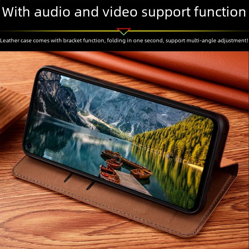 Чехол-книжка из натуральной кожи для Samsung Galaxy S24/S23, противоударный дизайн.