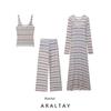 Araltay New Arrival Fashion Style Women's Metallic Thread Stripes Top and Trousers Dress 1131817 816