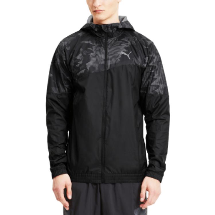 Puma Куртка с капюшоном и застежкой-молнией с камуфляжным принтом Мужские куртки Черные 519377-05