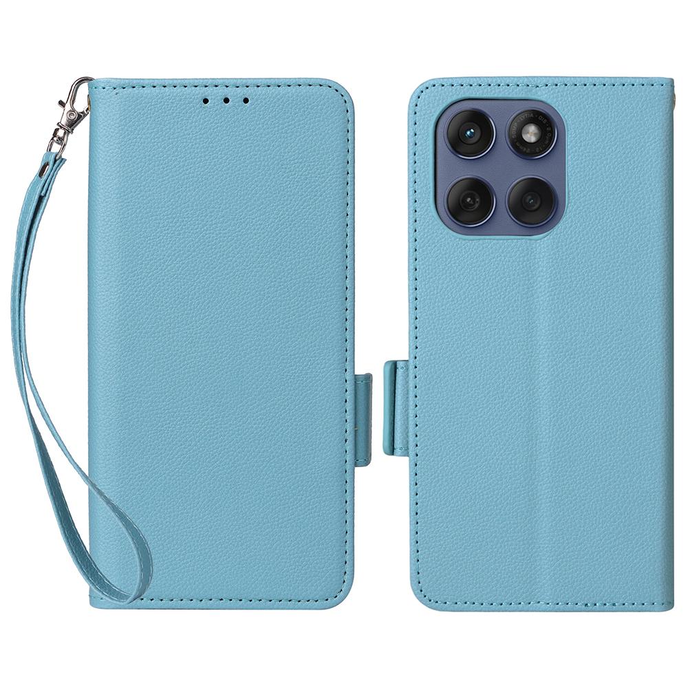 For Motorola Edge 60 5G/60 Fusion 5G PU Leather Case with Wrist Strap Litchi Texture Wallet Phone Cover