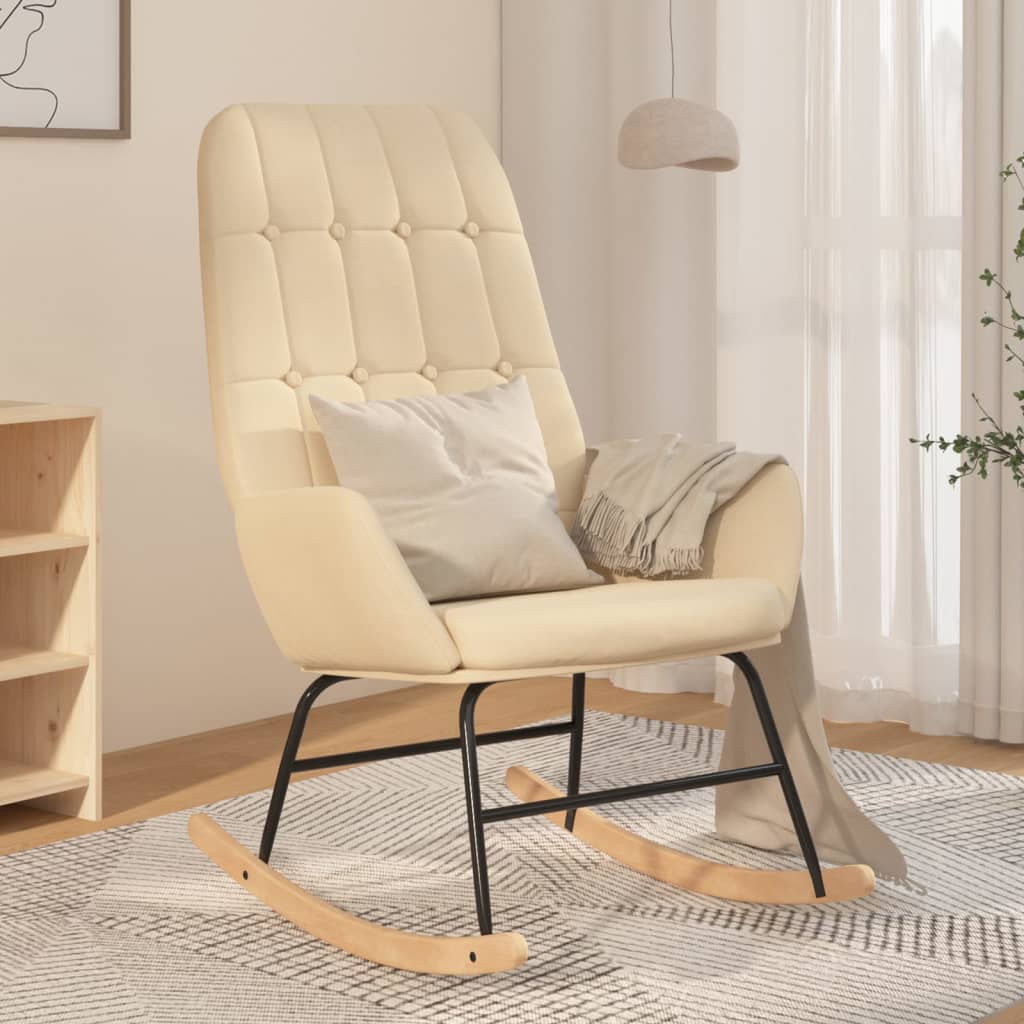 Vidaxl Fotel Bujany, Kremowy, Tapicerowany Tkaniną