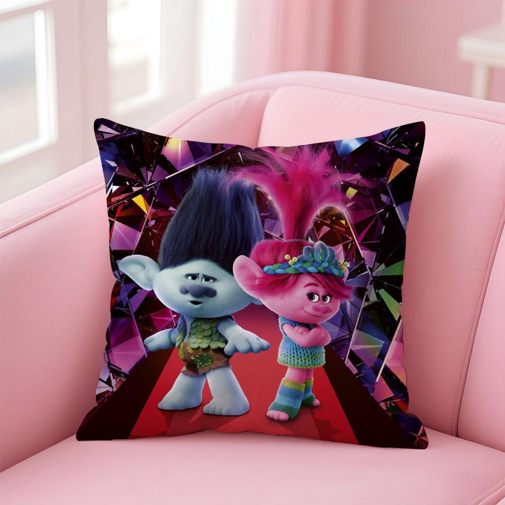 Colorful Cute American Cartoon TTrolls Cushion Cover Pillow Case Soft Skin Friendly Fabric Concealed Zipper