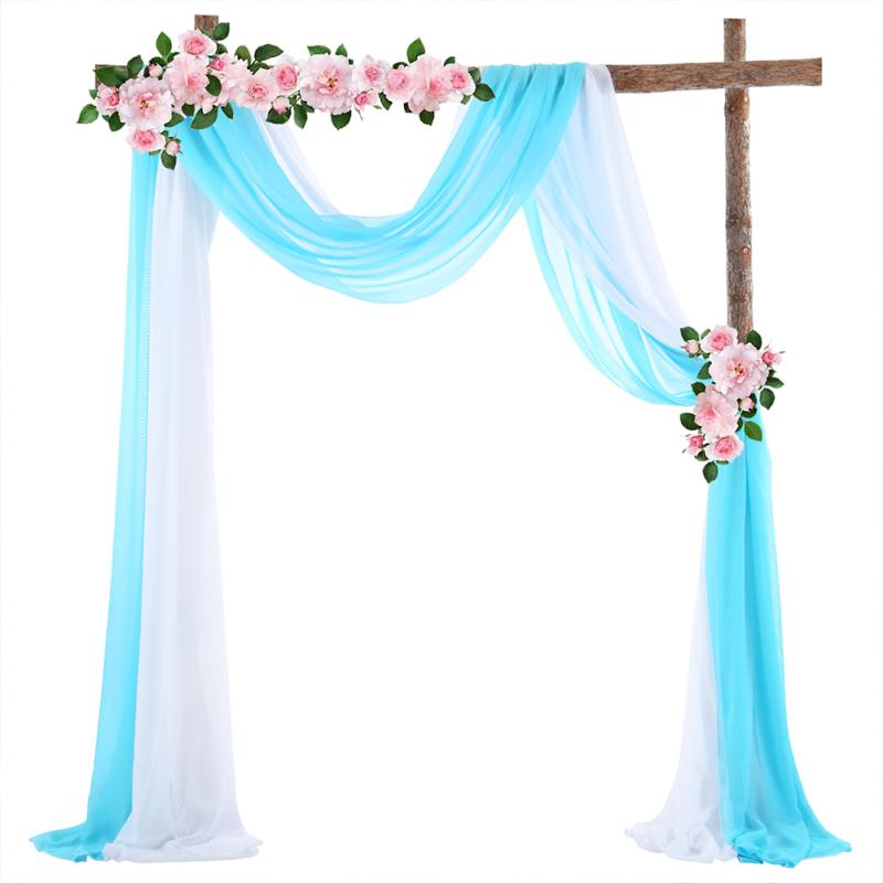 1pc/2pcs 70*550cm Elastic Chiffon Arch Drapery For Wedding Decoration Stage Background Cloth Gauze