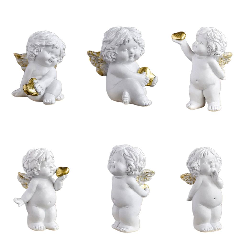 Baby Angelic Holding Heart Statue Love Expression Resins Cherub Sculpture Figurine for Home and Office Tabletop Decors