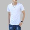 Summer Men T-shirt Round Neck V Neck Short Sleeve Solid Color Soft Breathable Thin Pullover Slim Fit Simple Style Casual Men Top