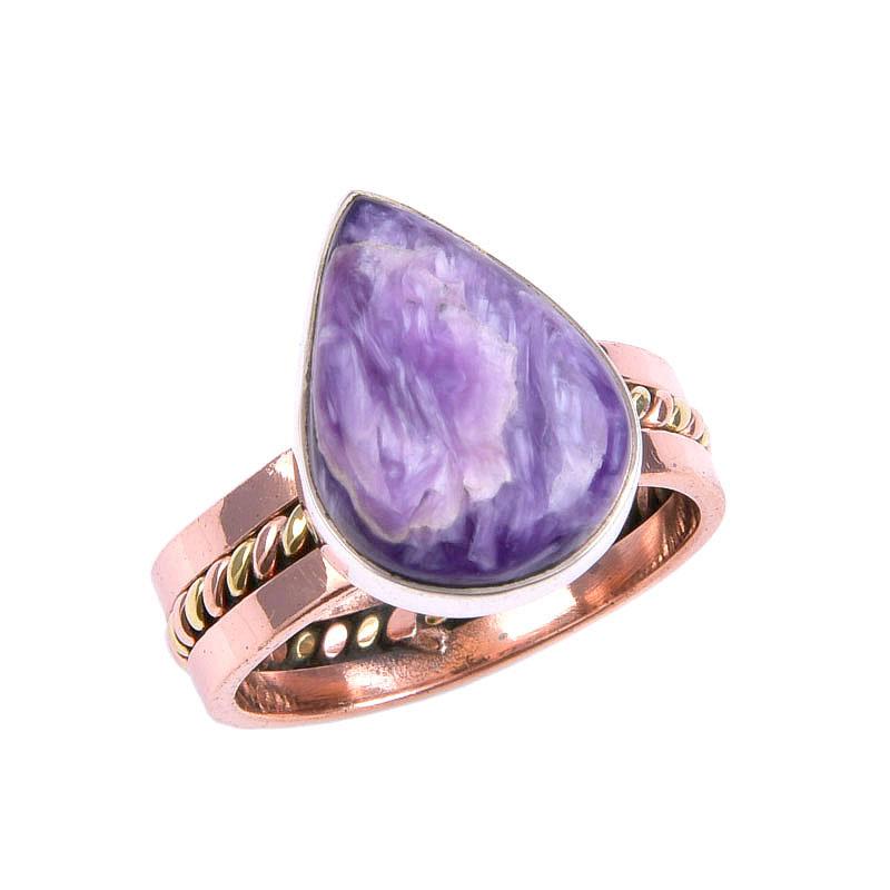 Natural Chaorite Gemstone Two Tone 925 Sterling Silver Jewelry Ring S.8.5 u3G06