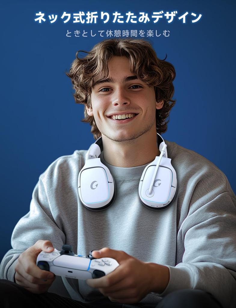 PS5 Gaming Headset [2.4G USBType-C AdapterBluetooth 5.3Wired] 4-Way Connection, 7.1ch Surround Sound (20ms Ultra-Low Latency), Lightweight, Active