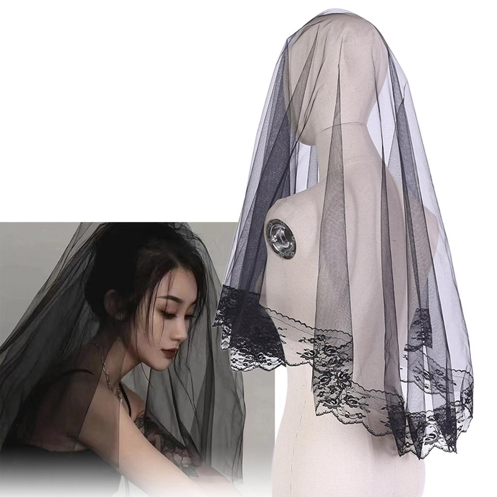 Bridal Veil Bachelorette Party Decorations Bride To Be Gift Bridal Shower Wedding Black Double /Single Layer Floral Lace