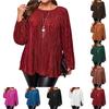 Women's Fashion Plus Size Solid Color Round Neck Long Sleeved Loose Casual T-shirt Top