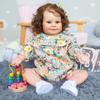Cute 60cm Reborn Doll Maddie with Rooted Curly Hair Cloth Body Fat Baby Doll Look Real Handmade 3d Painted Skin Newborn Dolls for Kids Age 3+ Year Old
