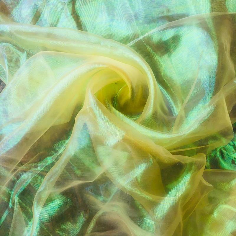 Красочная швейная сетка, флуоресцентная пряжа, органза, стеклянная пряжа, лазерная тюль, шелковый шифон