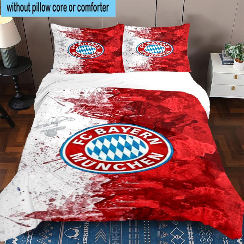 3pcs FC Bayern München Printed Bedding Set Duvet Cover Closure Includes 1 Duvet Cover & 2 Pillowcases Bedding Sets Home Decor Gifts