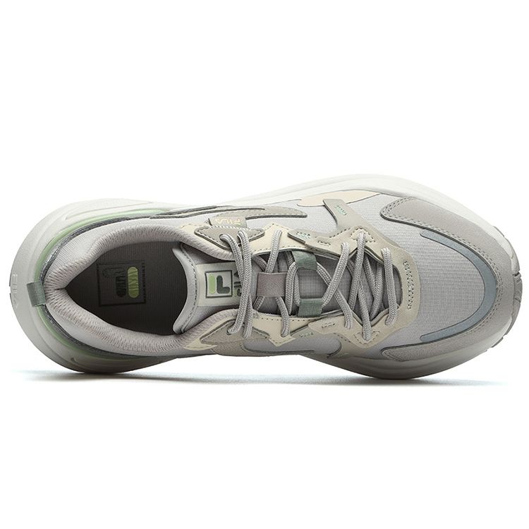 Fila Модные кроссовки Крутые Легкие из синтетической кожи Низкие Марафонские беговые кроссовки Женские кроссовки Серо-зеленые F12W144154FSF
