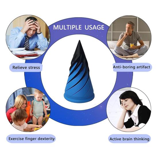 Pyramid Passthrough Sculpture Spiral Cone Fidget Toy Interactive Stress Relief Spiral Design Optical Illusion Toy for Focus Relaxation Office Desk