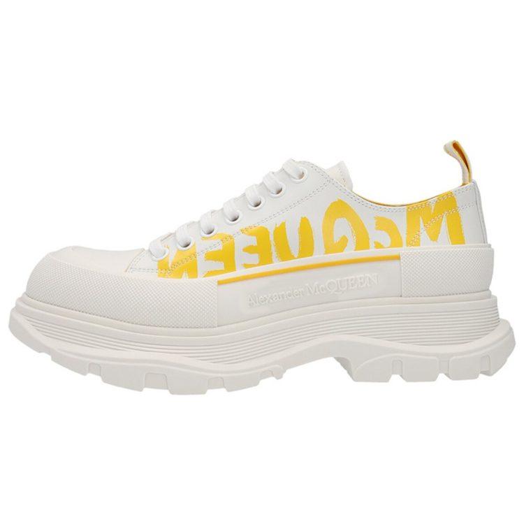 Alexander Mcqueen Кроссовки Tread Slick Low со шнуровкой Graffiti White Yellow Pop 711108WIAT69429