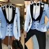 Slim Fit White Men Suits 3 Piece Groom Tuxedos for Wedding Groomsmen Italian Style Suit Jacket with Double Breasted Vest Pants