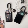 Ins Style Black Photocard Holder Transparent Kpop Idol Card Holder Pu Backbag Pendant Decoration Keychain Student Id Card Storag
