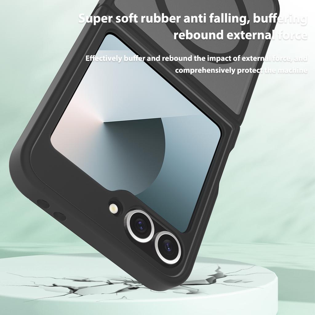 Магнитный чехол Skin Feel Shield для Samsung Galaxy Z Flip 6 7 5G Magsafe Беспроводная зарядка ТПУ Рамка Жесткая Пластиковая Крышка Телефона