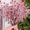 10Pcs Chritsmas Tree Pendant Christmas Artificial Berries Stem Holly Frosted Berry Picks for Xmas Tree New Year Party Home Decor