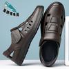 Factory Goods Summer Business Hollow Leather Sandals Middle-aged and Elderly Leather Breathable Shoes Men's Leather Shoes