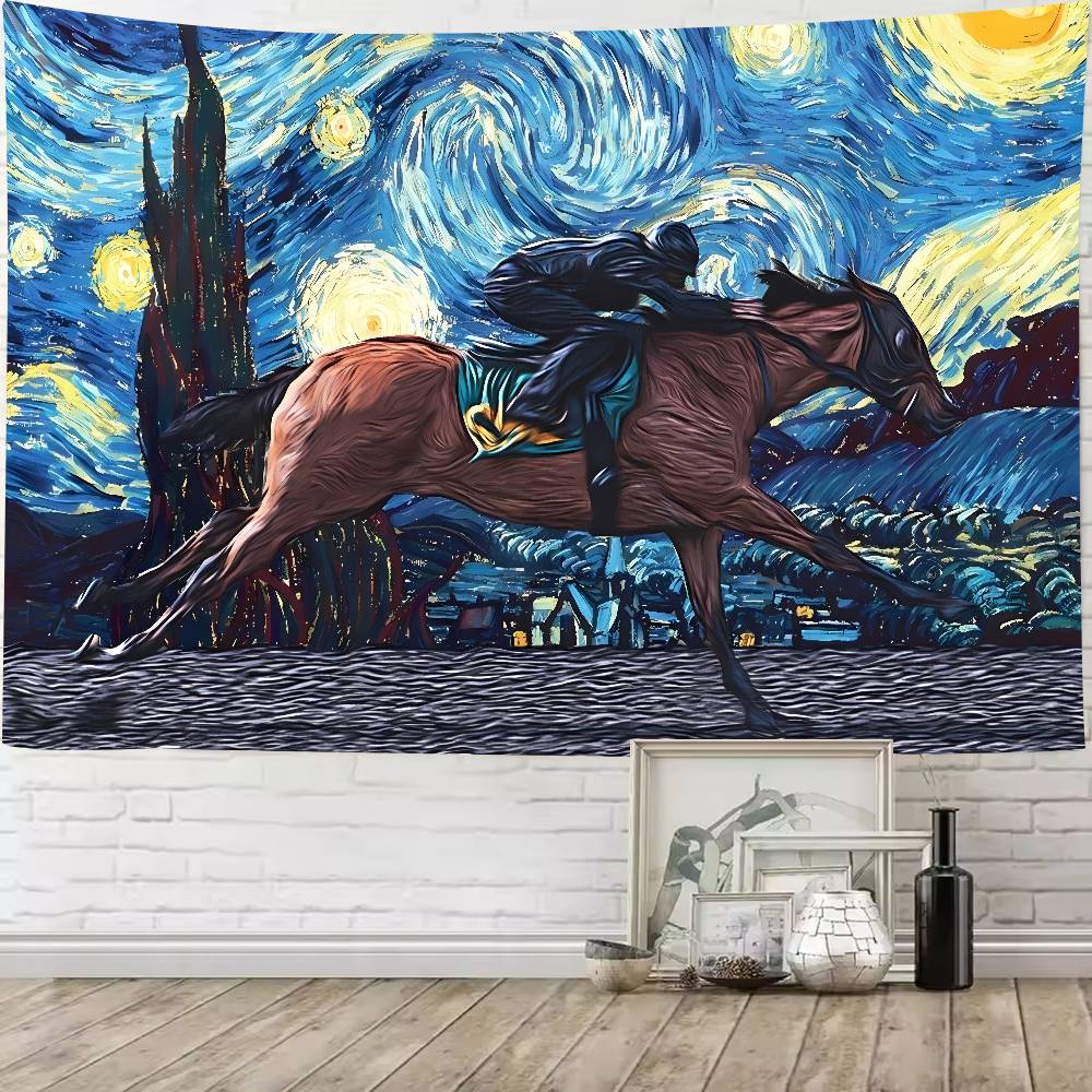 Racing Under The Starry Night Tapestry Game Esports Room Theme Personalized Room Decor Popular bedroom decoration tapestry