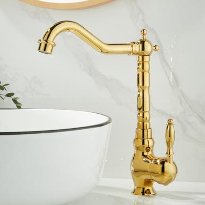 Золотой смеситель для раковины в европейском стиле, хромированный смеситель для горячей и холодной воды, антикварный смеситель для умывальника, краны, смеситель для раковины с вращением на 360 градусов