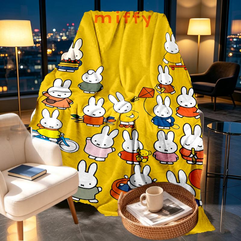 Miffy Print Blanket - Soft & Comfortable, for Bedroom, Travel, Sofa, Home Decoration - Birthday Christmas Gift for Friend