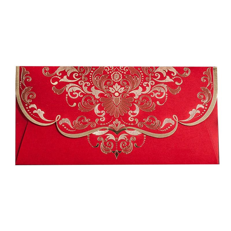 1 шт. Мешочек с деньгами прямоугольный лазерная гравировка новогодние красные конверты свадьба полый тисненый 3D